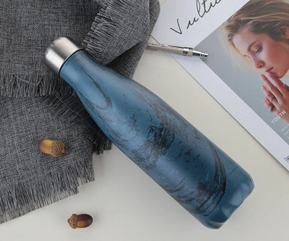 Stainless steel thermal water bottle with 500ml capacity and vacuum insulation technology
