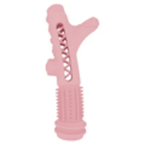 Blue TPR dental tree branch chew toy for small dogs on a white background.