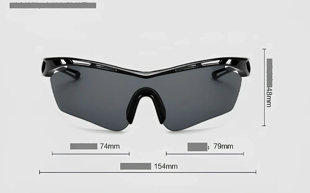 Sports cycling glasses with PC frame and lenses in multiple colours