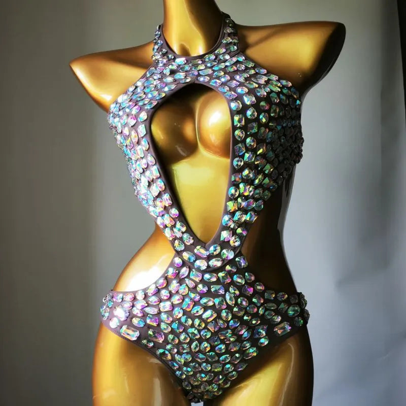 Mesh diamond pattern one-piece swimsuit in nylon with polyester lining