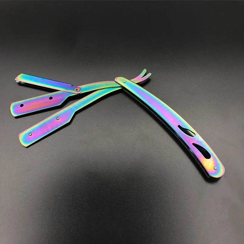 Premium stainless steel straight razor with sharp blades for a smooth, comfortable shave