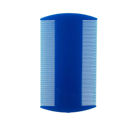 Double-edged fine-toothed plastic flea comb measuring 8cm by 7.5cm in rose red colour