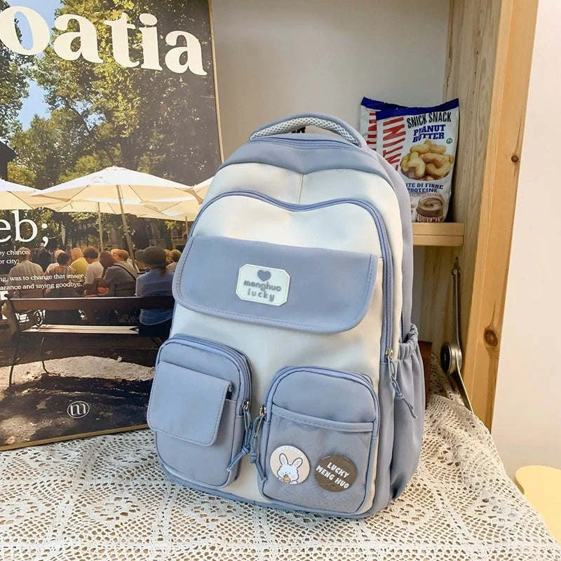 Stylish preppy backpack for women with large capacity and multiple pockets