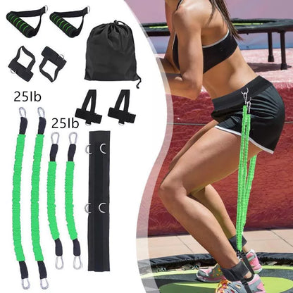 Drawstring elastic resistance band set in multiple colors for fitness training