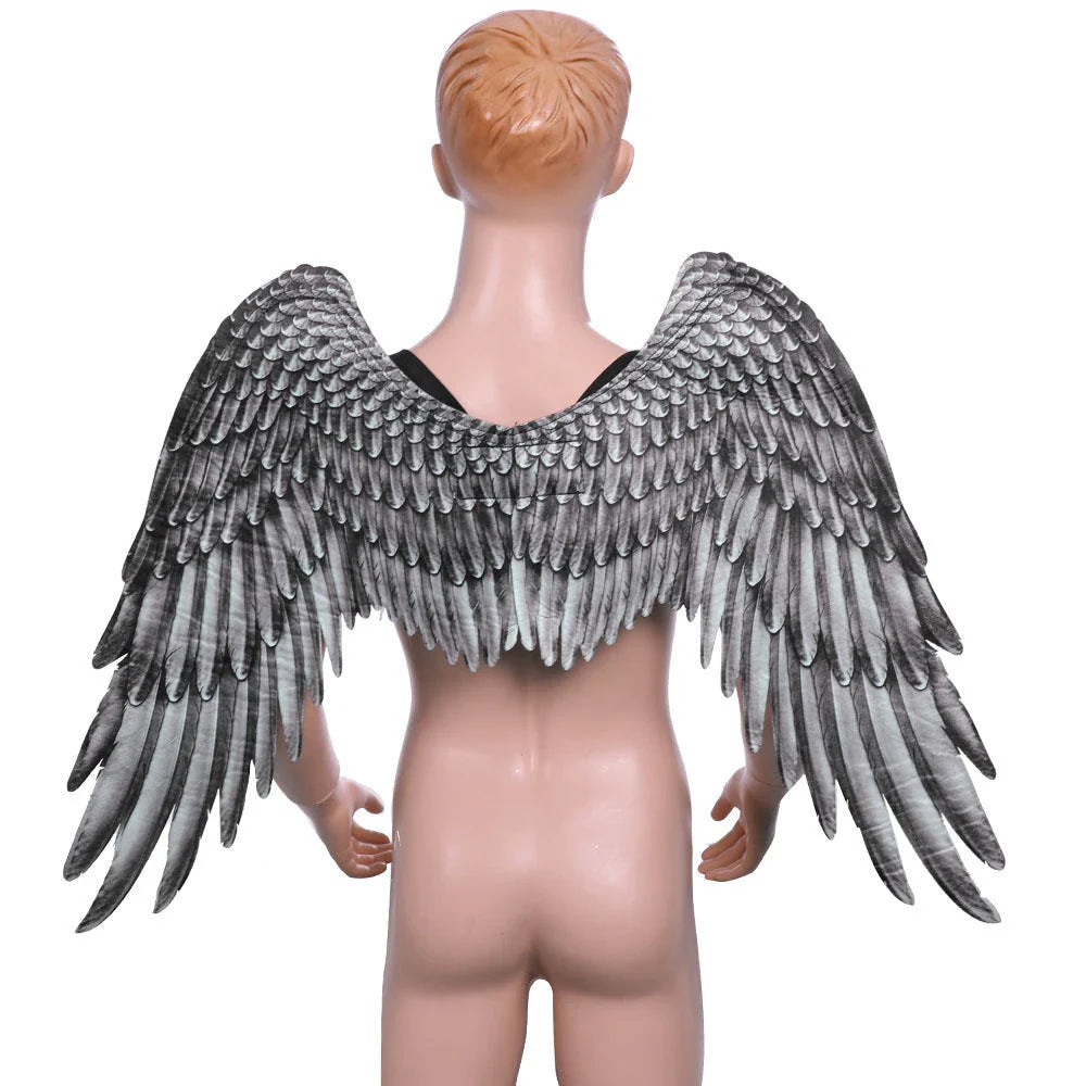 Captivating 3D Angel Wings in white and black, perfect for costume parties, cosplay, and more
