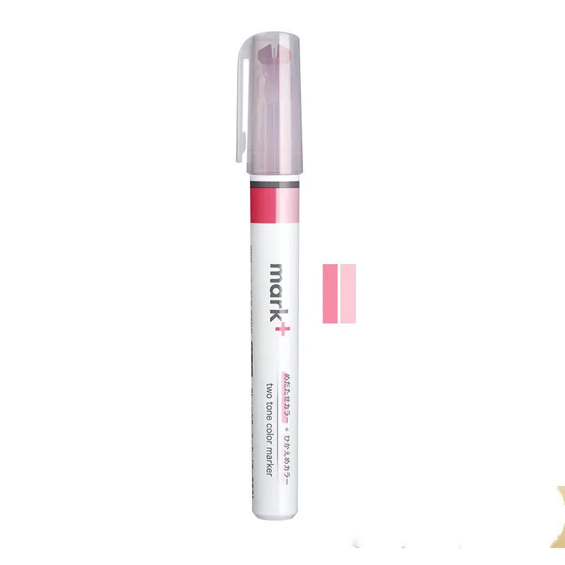 Mark+ series fibre-tip highlighter marker pen in six colours showing 15mmx131mm size