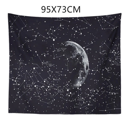 Constellation tapestry with moon and stars design for wall or bed decoration