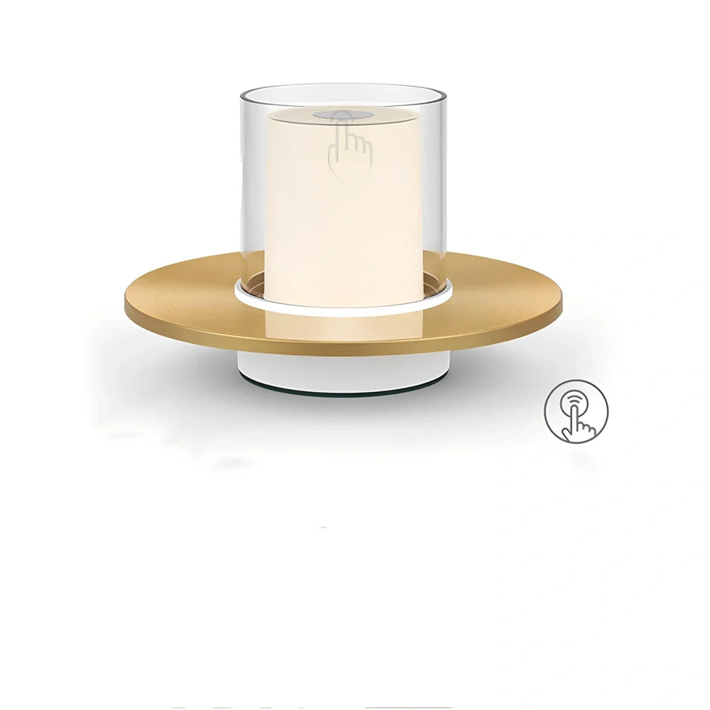 Bar table lamp with gold electroplated finish measuring 160mm tall with touch dimming controls