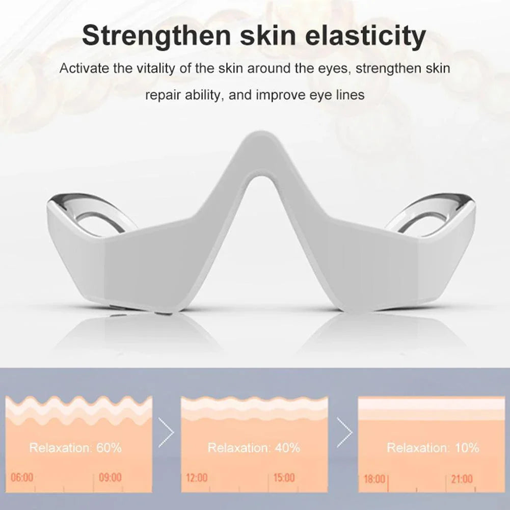 Rechargeable eye massager with micro-current technology to reduce wrinkles, dark circles, and eye puffiness