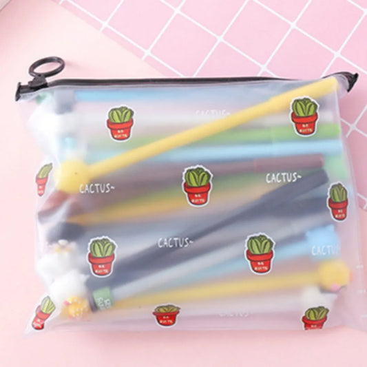 Marvel 20-pack of 0.5mm black pens with cartoon cactus designs in a 21x17cm plastic case