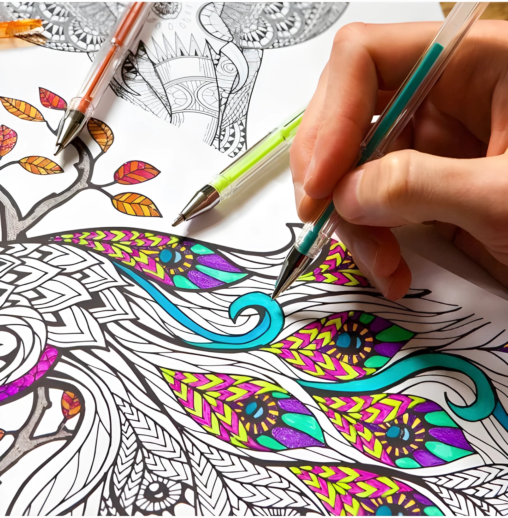 Pack of colour gel pens with 2.2mm large inner diameter for smooth writing, shown in bulk quantity.