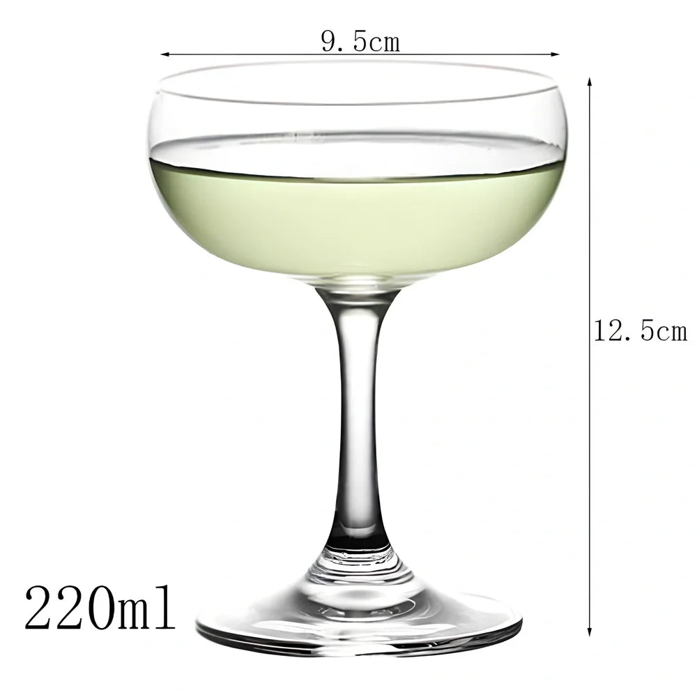 Creative transparent lead-free glass cup with seamless flat base for cocktails, 210ml capacity