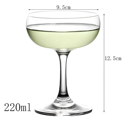 Creative transparent lead-free glass cup with seamless flat base for cocktails, 210ml capacity