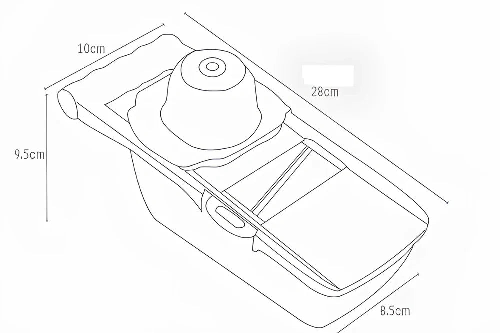 Brown multi-function vegetable chopper with stainless steel blades and safety protector, 28 cm long for slicing onions