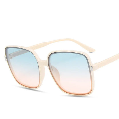 Big square rice nail sunglasses with PC frame and AC lenses, shown in multiple colour options including leopard print and blue.