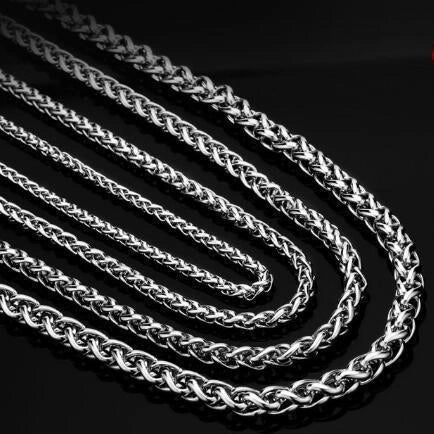 Men's Titanium Steel Keel Chain Necklace in punk style with silver finish