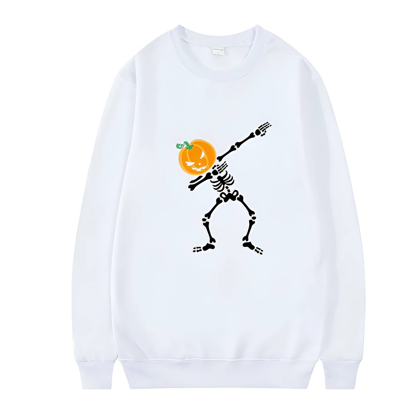 Women's printed crew neck long-sleeve top in black, red, yellow, white, or orange red colours