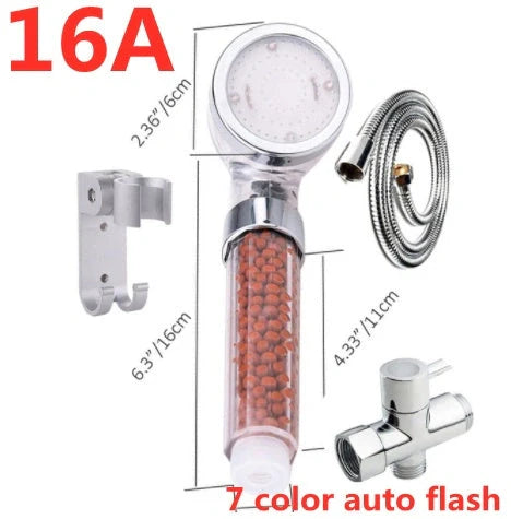 Color Changing LED Shower Head with temperature sensor and high-pressure filter