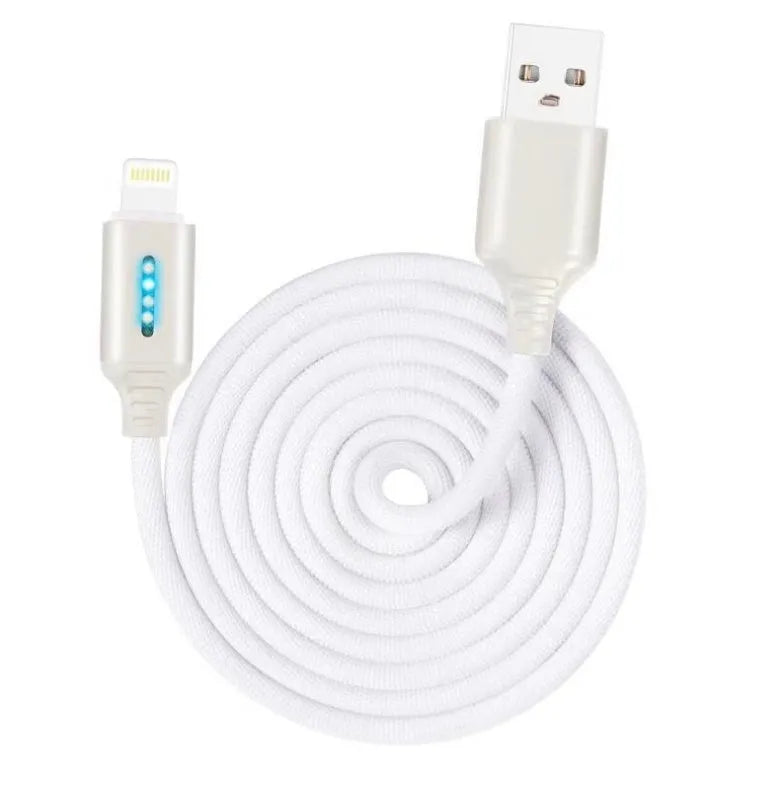 Black woven fabric braided USB fast charging cable with Type-C connector, 1 metre long.