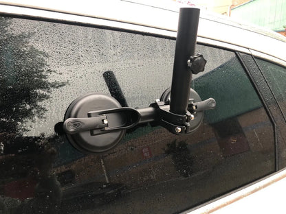 Black off-road car sucker base with round rubber suction cup for vehicle window mounting