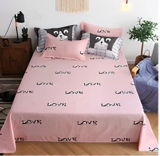 Complete bed linen set with 'Cat' pattern featuring duvet cover, fitted sheet, and pillowcases for UK standard bed sizes