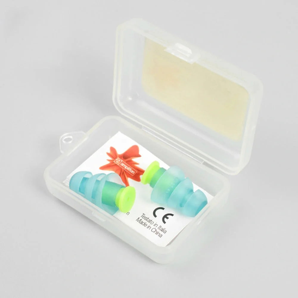 Light blue silicone anti-noise travel earplugs for noise reduction and hearing protection
