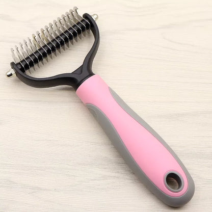 Double-sided blade dog comb for long-haired pets with stainless steel needles