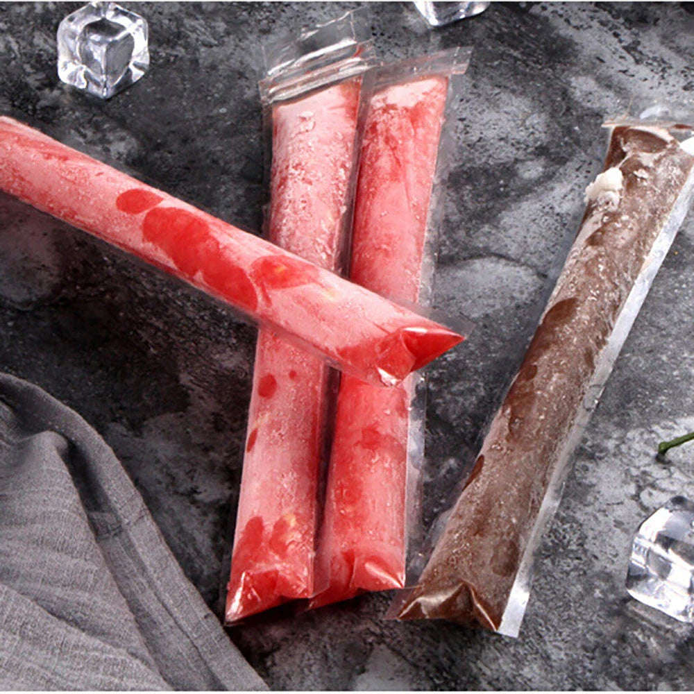 Premium popsicle molds made of BPA-free plastic with self-adhesive seals for mess-free homemade frozen treats