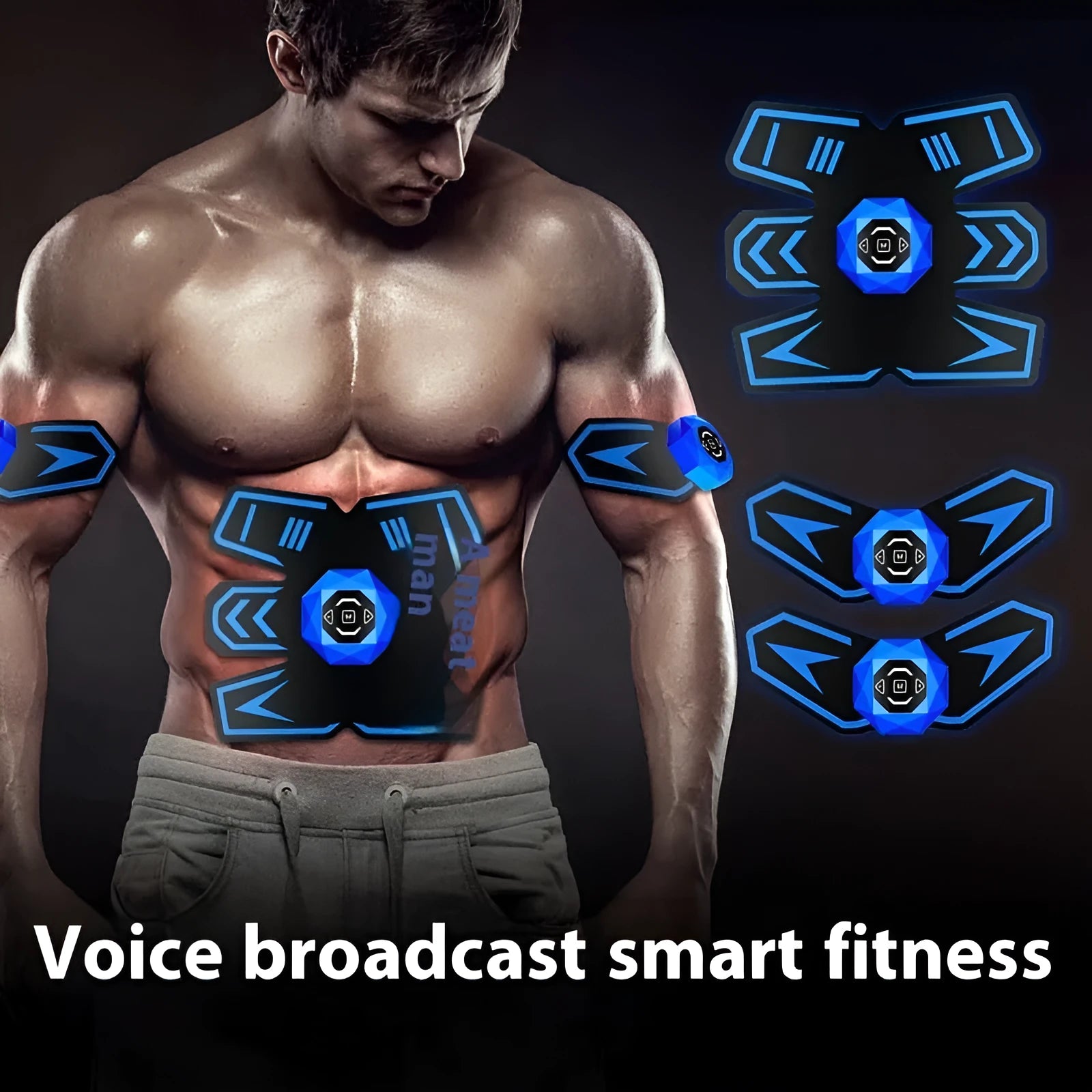 Eight-piece abdominal waist reduction massage patch set in a choice of colours including black and blue.