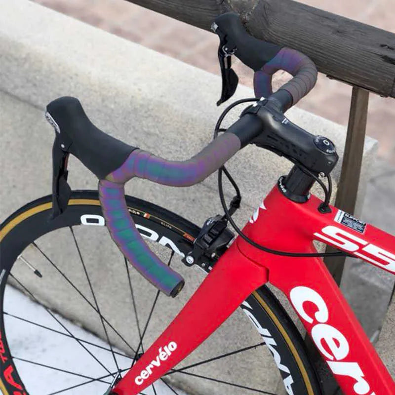 Reflective handlebar tape roll 2150mm x 30mm x 2.8mm in PU EVA MicroTex with rainbow reflective finish