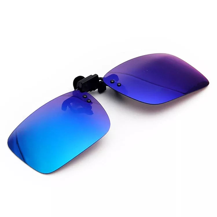 Square frame male sunglasses clip with resin lens for secure sunglass protection