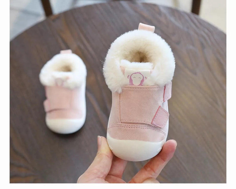 Velvet toddler shoes with non-slip soles in various colors