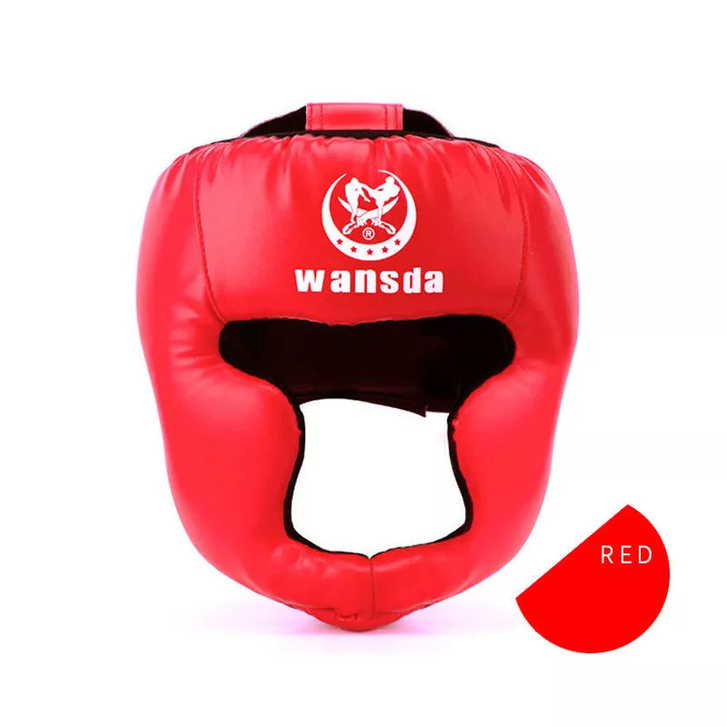 Taekwondo fighting headgear helmet in red, black, or blue for martial arts defense