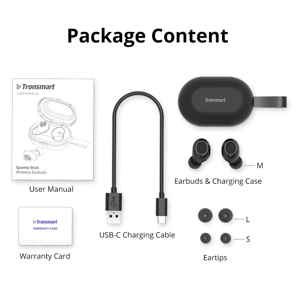 Tronsmart Spunky Beat Bluetooth earphones with Qualcomm aptX chip, touch controls, and SetA or SetB colour options