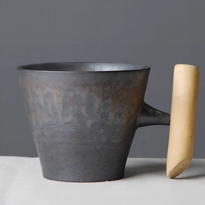 Japanese ceramic mug with solid colour finish showing 350ml capacity and reinforced rim construction