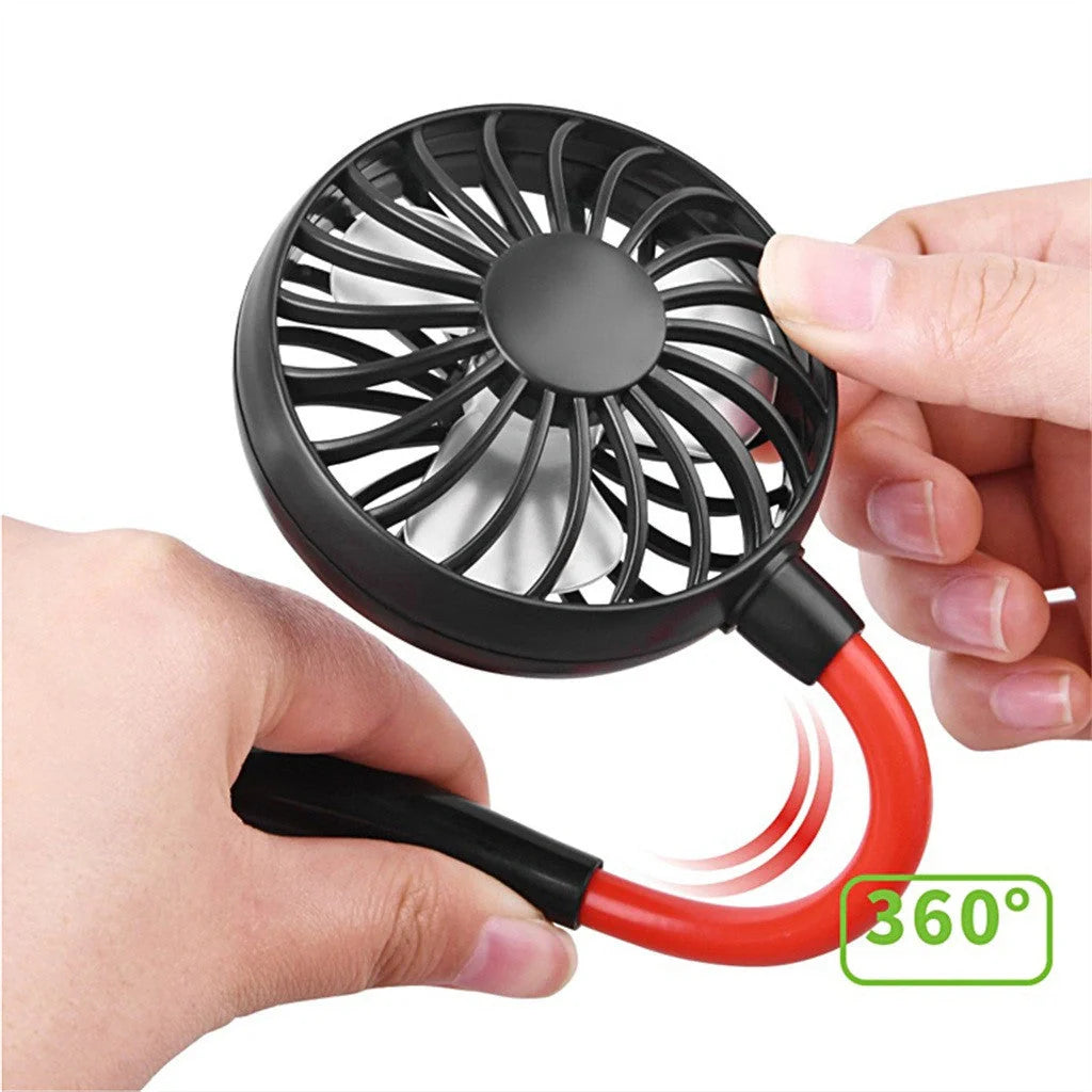 Portable USB charging fan with hanging neck design in various colors