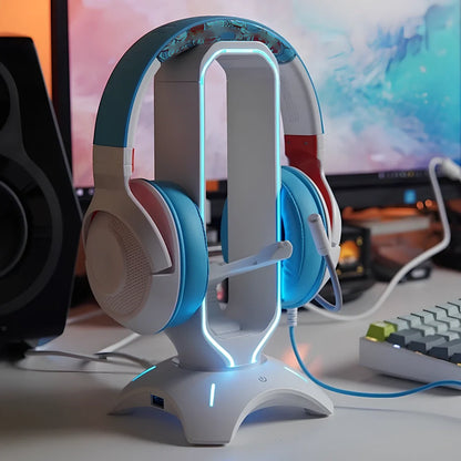 RGB gaming headphone stand measuring 252.5mm with USB connection and multiple colour options