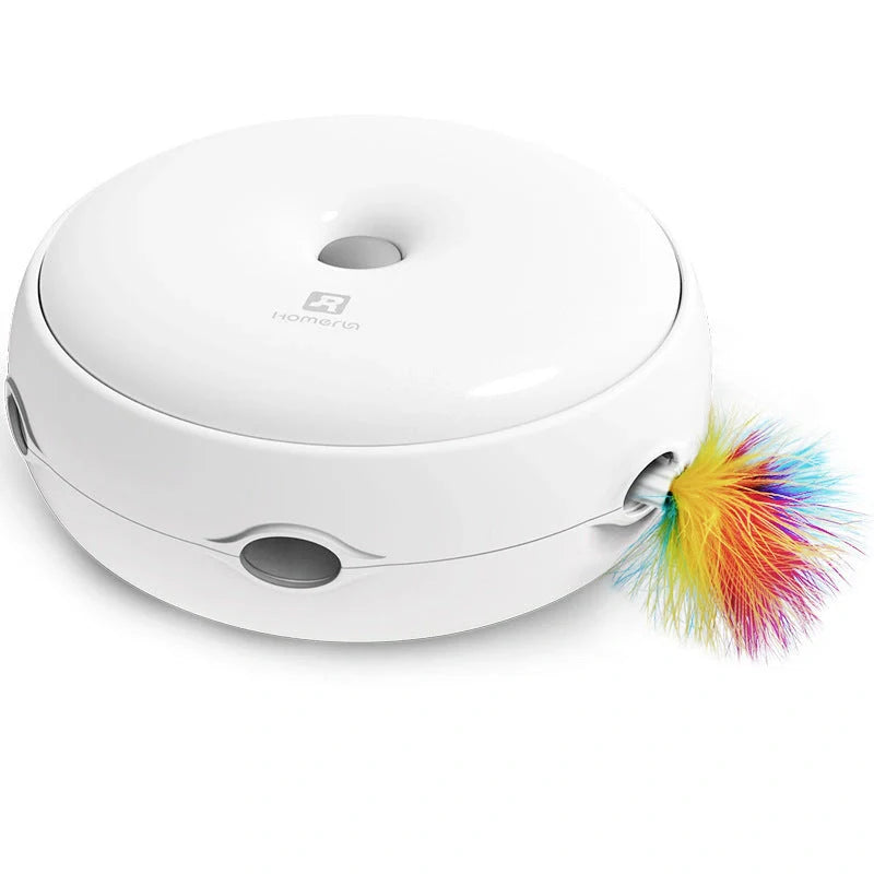Automatic donut electric cat toy with feather accessories for engaging play