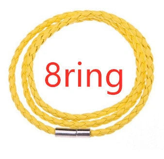 Personalized men's braided leather bracelet with stainless steel beads and custom name charm