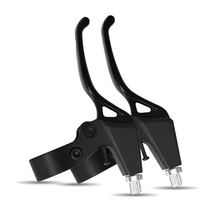 Aluminium bicycle brake lever showing reach adjustment mechanism in black finish