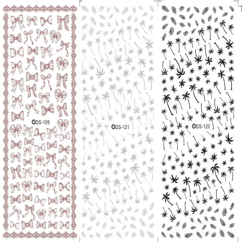 Watermark nail sticker decal sheet with transparent scratch-resistant film and colour options DS103 to DS125.