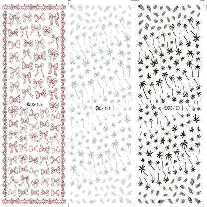 Watermark nail sticker decal sheet with transparent scratch-resistant film and colour options DS103 to DS125.