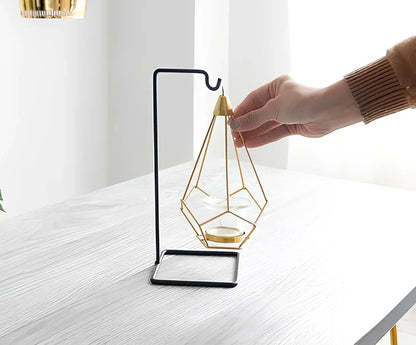 Geometric wrought iron candle holder in choice of 10 colours for home wall or table decoration