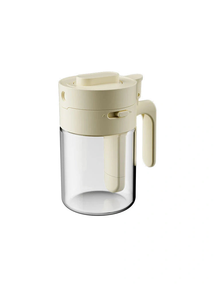 Small glass seasoning jars with lids and spoons in various colors for kitchen organization