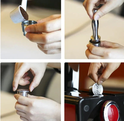 Premium stainless steel coffee capsule shells with square openings for optimal flavor extraction and brewing experience