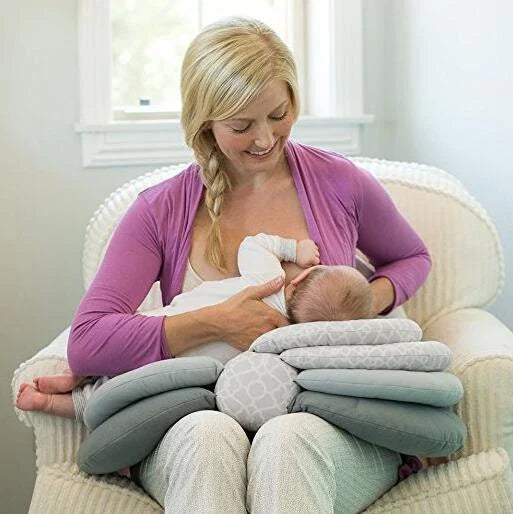 Adjustable breastfeeding pillow with soft, cloud-like filling and rectangular shape for customized comfort and support during feeding and bonding moments with your baby.
