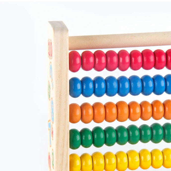 Wooden maths educational toy with 21.8×5×25cm frame for children learning addition and subtraction