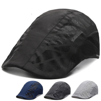 Mesh Beret Hat in black, gray, dark gray, and navy blue with adjustable fit for summer wear