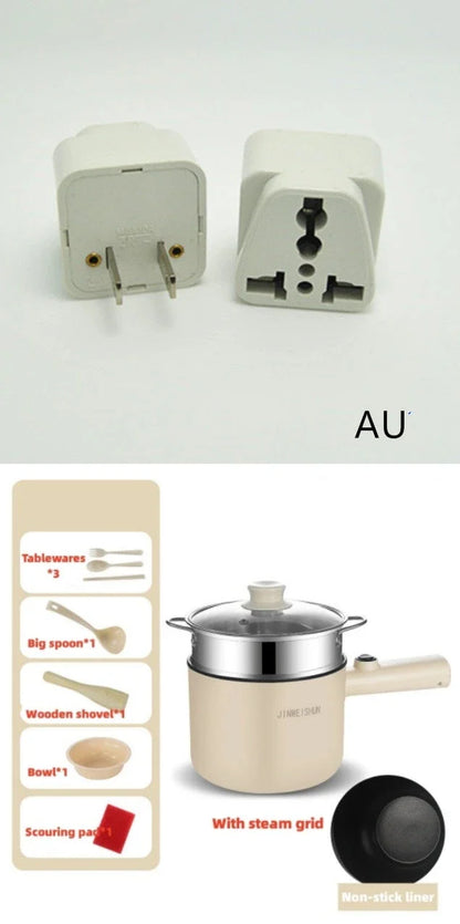 Versatile electric hot pot with stainless steel construction and non-stick interior for easy cooking and cleaning