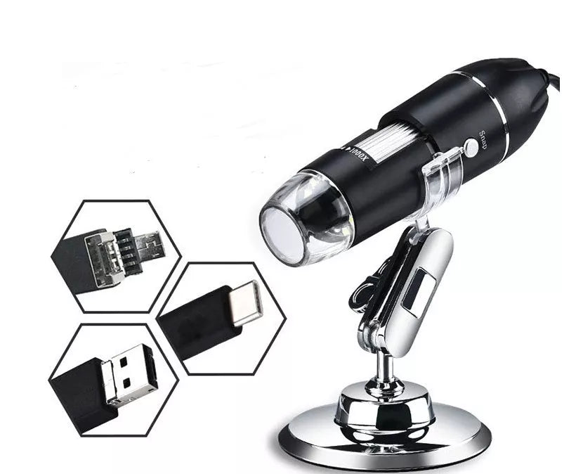 USB Digital Microscope with 1600X magnification and adjustable LED lighting